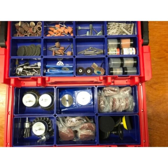 17-inch Plastic Tool Box, Red Storage Box with Locking Lid and Stainless Handle - Picture 1 of 3